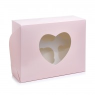 Коробка на 6 капкейків "Серце" пудра, 180*240*90
