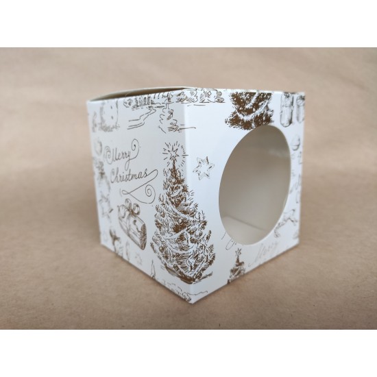 Коробка на 1 капкейк "Merry Christmas" (коло), друк золотом, 90*90*90 Коробка на 1 капкейк "Merry Christmas" (коло), друк золотом, 90*90*90