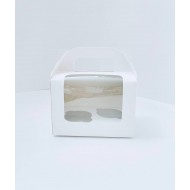 Коробка на 2 капкейки, біла, вікно з прозорою плівкою, 160*110*110