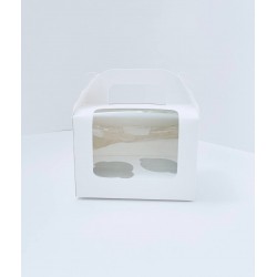 Коробка на 2 капкейки, біла, вікно з прозорою плівкою, 160*110*110