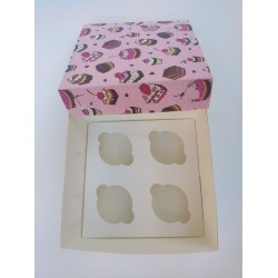 Коробка на 4 капкейки "Десерти", 200*200*105