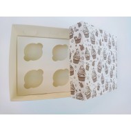 Коробка на 4 капкейки "Золотий капкейк", 200*200*105
