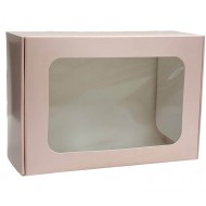 Коробка для макаронс, эклеров на 8 шт. с окошком "Пудра" , 140*100*53 