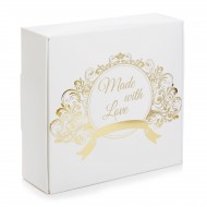 Коробка "Make with love" тиснення золотом для макаронс, пряників, 150*150*50