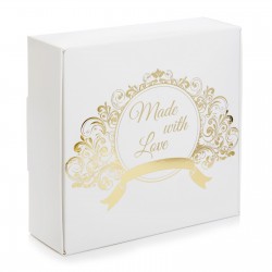 Коробка "Make with love" тиснення золотом для макаронс, пряників, 150*150*50