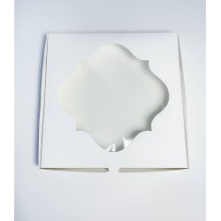Коробка для печенья белая с фигурным окошком, 150*150*30