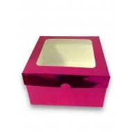 Коробка з вікном "Фуксія" для тортів, бенто-тортів, тістечок, капкейків, 160*160*90