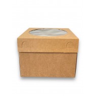Коробка для бенто-тортів «Крафт» з круглим вікном, 200*200*150