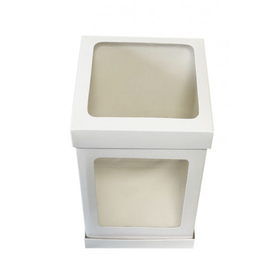 Коробка для торта, пасхи з вікном і прозорою кришкою з трьох частин, 150*150*250