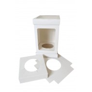 Коробка для торта, пасхи с окном и прозрачной крышкой из трех частей, 150*150*250