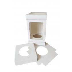 Коробка для торта, пасхи з вікном і прозорою кришкою з трьох частин, 150*150*250