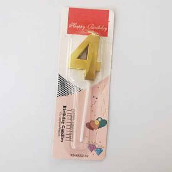 Свічка-цифра "4" грань, золото, 1 шт. Свічка-цифра "4" грань, золото, 1 шт.