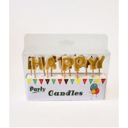Свічки для торту "Happy Birthday" золото Свічки для торту "Happy Birthday" золото