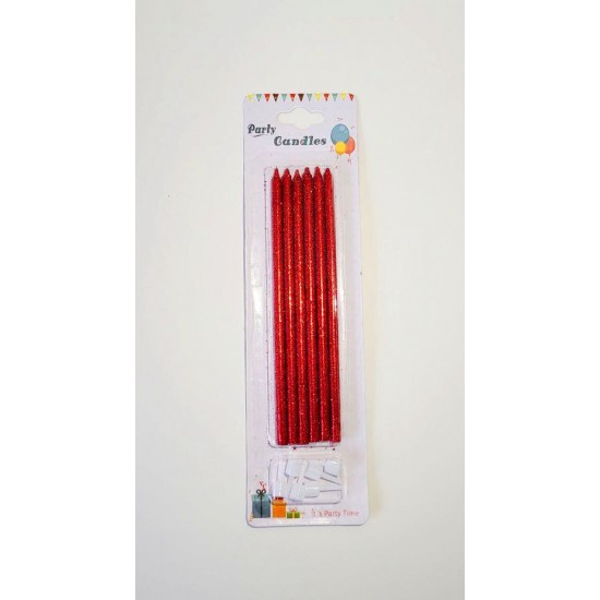 Свічки червоні з блиском, 6 шт.