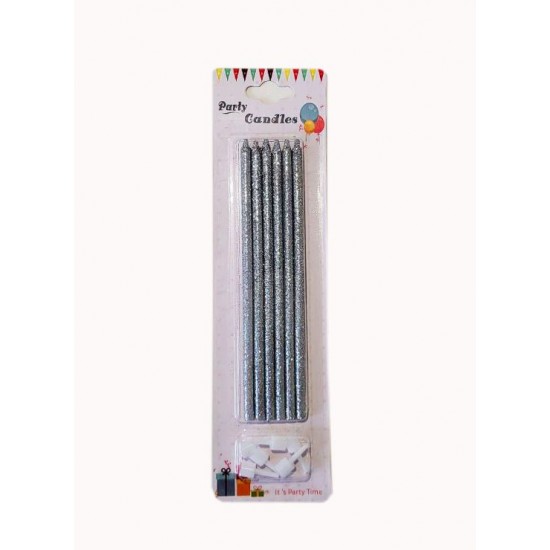 Свічки срібні з блиском, 6 шт.