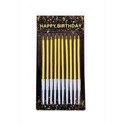 Свічки прямі золоті глянцеві, 10 шт.