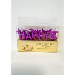 Свічки для торту "Happy Birthday" фуксія