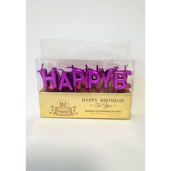 Свічки для торту "Happy Birthday" фуксія