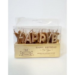 Свічки для торту "Happy Birthday" рожеве золото Свічки для торту "Happy Birthday" рожеве золото