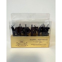 Свічки для торту "Happy Birthday" чорні
