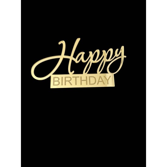 Топер "Happy Birthday" з золотого акрилу 2 мм, 115*60 Топер "Happy Birthday" з золотого акрилу 2 мм, 115*60