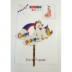 Топпер "Happy birthday” Єдиноріжка №1, акриловий пластик, 110*160