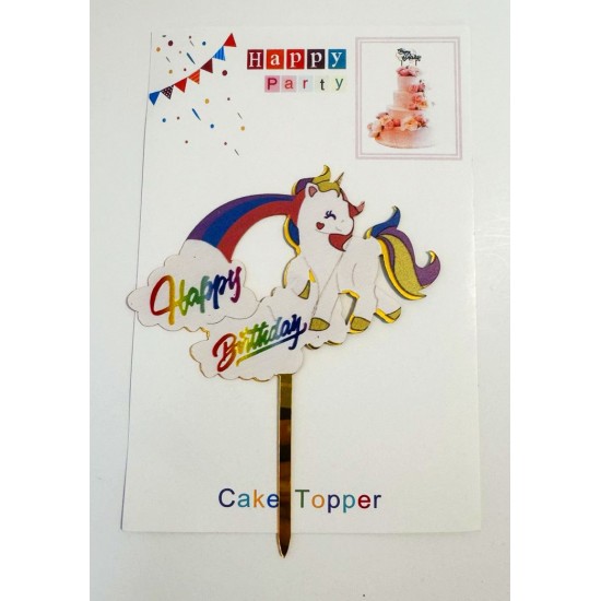 Топпер "Happy birthday” Единорожка №1, акриловый пластик, 110*160