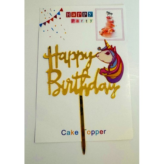 Топпер "Happy birthday” Единорожка №3, акриловый пластик, 110*160