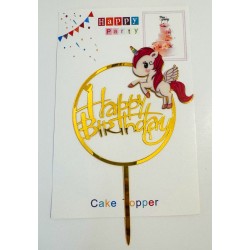 Топпер "Happy birthday” Єдиноріжка №4, акриловий пластик, 110*160