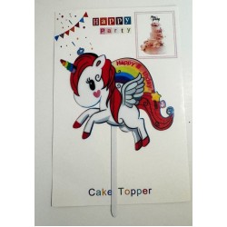 Топпер "Happy birthday” Єдиноріжка №6, акриловий пластик, 110*160