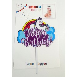 Топпер "Happy birthday” Єдиноріжка №7, акриловий пластик, 110*160