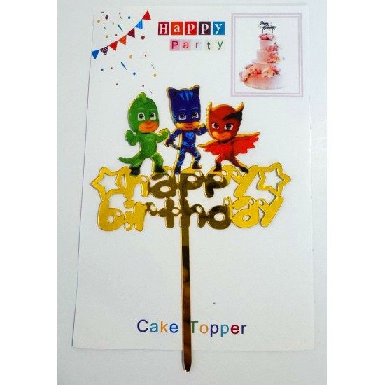 Топпер "Happy birthday” Герои в масках, акриловый пластик, 110*170
