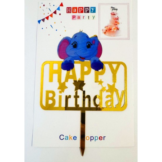 Топпер "Happy birthday” Слоненя, акриловий пластик, 110*170