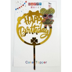 Топпер "Happy birthday” ЛОЛ №1, акриловий пластик, 110*170