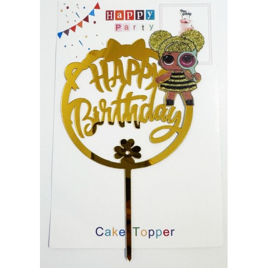 Топпер "Happy birthday” ЛОЛ №1, акриловый пластик, 110*170