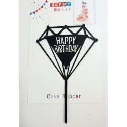 Топпер "Happy birthday” Діамант чорний, акриловий пластик, 110*170 Топпер "Happy birthday” Діамант чорний, акриловий пластик, 110*170