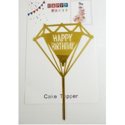 Топпер "Happy birthday” Діамант золотий, акриловий пластик, 110*170 Топпер "Happy birthday” Діамант золотий, акриловий пластик, 110*170