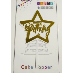 Топпер "Happy birthday” Біла зірка, акриловий пластик, 110*170 Топпер "Happy birthday” Біла зірка, акриловий пластик, 110*170