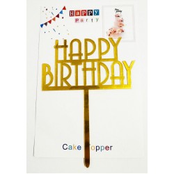 Топпер "Happy birthday” класика золото, акриловий пластик, 110*160