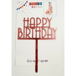 Топпер "Happy birthday” класика рожевий, акриловий пластик, 110*160