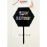 Топпер "Happy birthday” шестигранний чорний срібло, акриловий пластик, 110*160