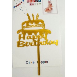 Топпер "Happy birthday” тортик, акриловый пластик, 110*160