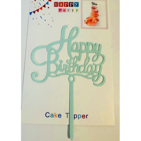 Топпер "Happy birthday” №22 ніжно блакитний, акриловий пластик, 110*160