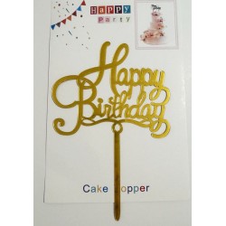 Топпер "Happy birthday” №23 золото, акриловий пластик, 110*160 Топпер "Happy birthday” №23 золото, акриловий пластик, 110*160