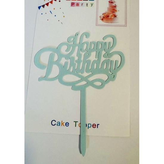 Топпер "Happy birthday” №25 блакитний, акриловий пластик, 110*160