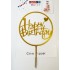 Топпер "Happy birthday” Золотий круг з сердечками, акриловий пластик, 110*160