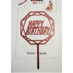 Топпер "Happy birthday” Багатогранний рожевий, акриловий пластик, 110*160 Топпер "Happy birthday” Багатогранний рожевий, акриловий пластик, 110*160