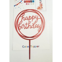 Топпер "Happy birthday” рожевий №17, акриловий пластик, 110*160