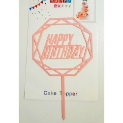 Топпер "Happy birthday” ніжно-рожевий №31, акриловий пластик, 110*160