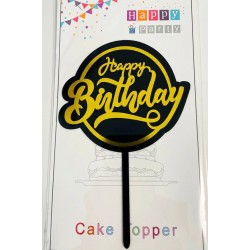 Топпер "Happy birthday” чорний, золотий, акриловий пластик, 110*160 Топпер "Happy birthday” чорний, золотий, акриловий пластик, 110*160